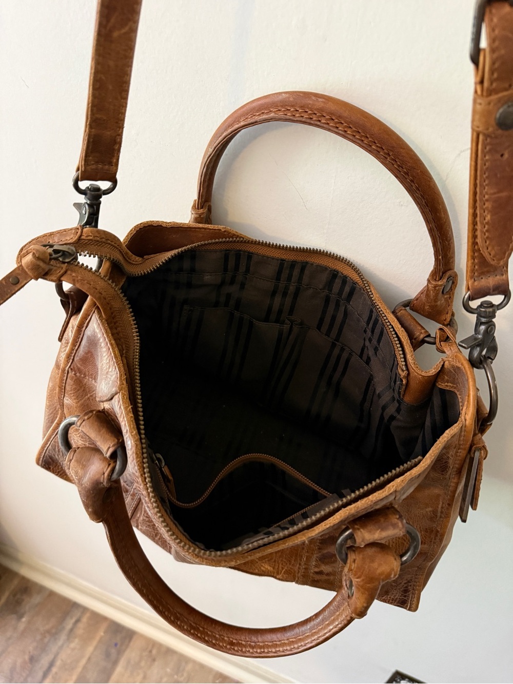 FRYE MELISSA SATCHEL BROWN LEATHER SHOULDER TOTE CROSSBODY - Picture 6 of 13
